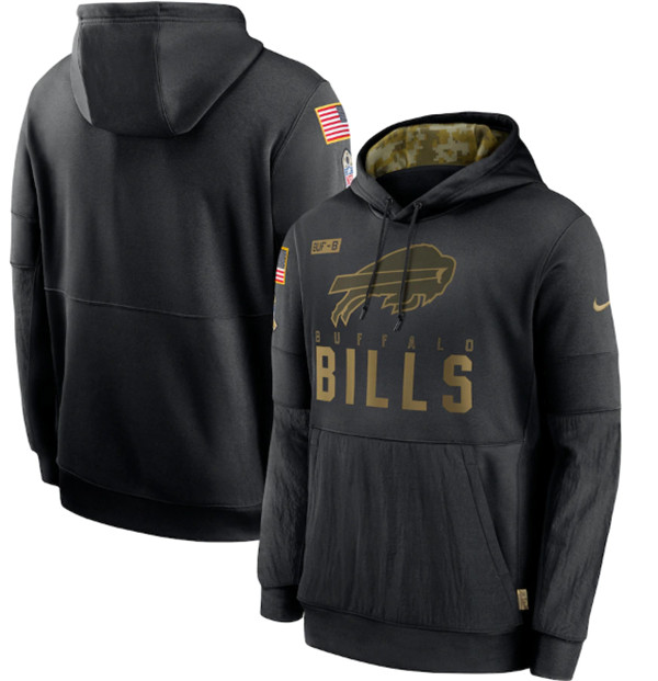 Men's Buffalo Bills 2020 Black Salute to Service Sideline Performance Pullover NFL Hoodie